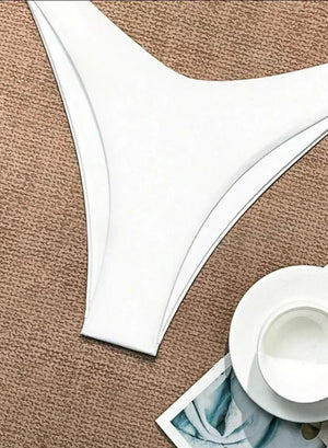 2025 New Bikini Set Women Sexy Simple Solid White/Black/Coffee Halter Bikini Swimsuit Lace Up Brazilian Beach Bathing Suit - Flawda Baby Enterprises