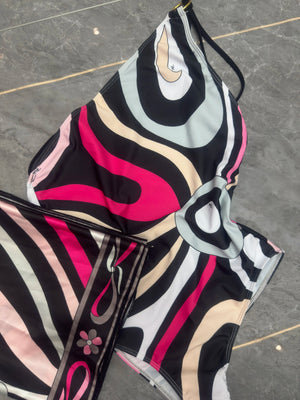 2025 striped bikini women scarf swimwear sarong swimsuit headband beachwear colorful bathing suit - Flawda Baby Enterprises