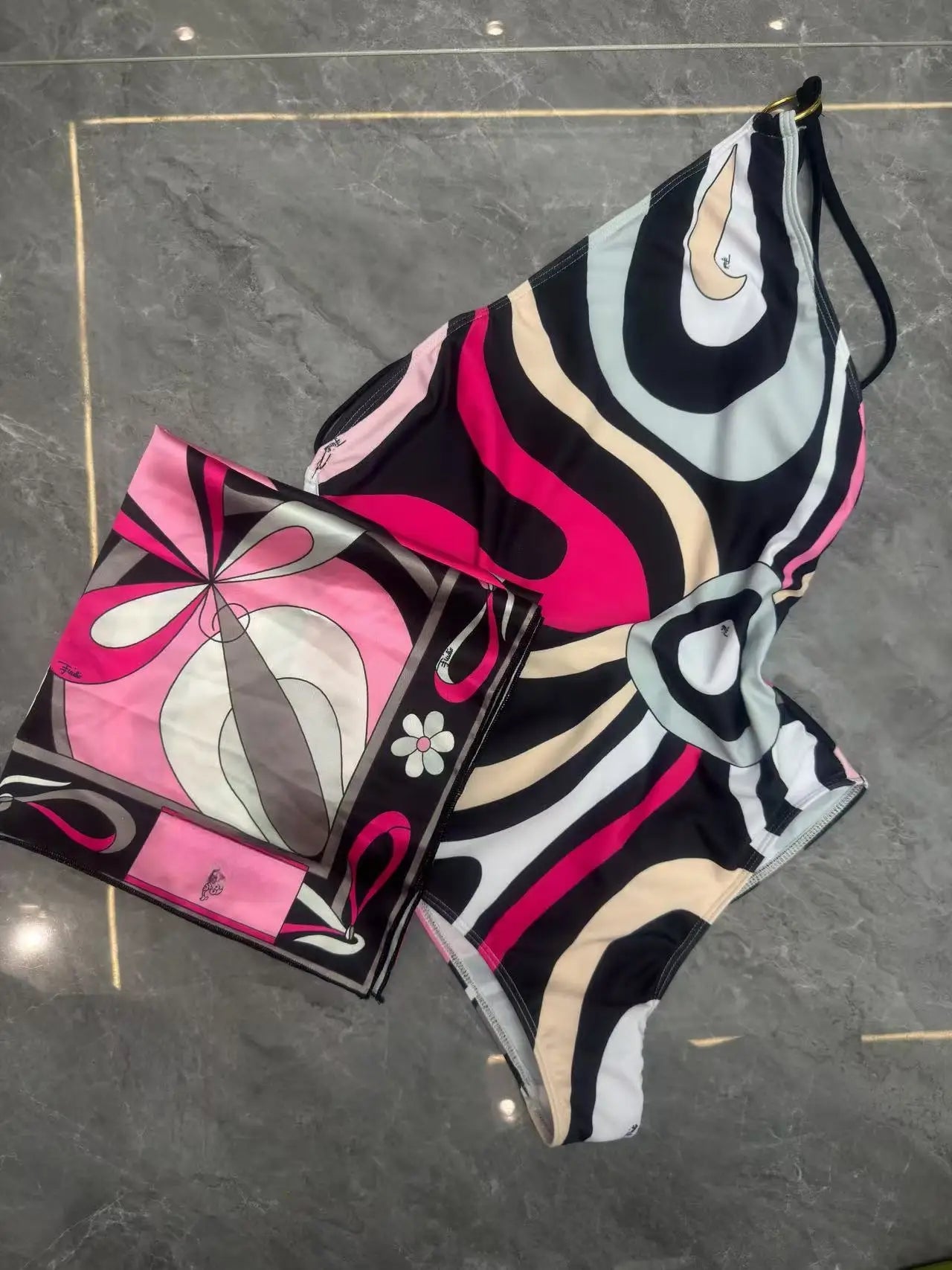 2025 striped bikini women scarf swimwear sarong swimsuit headband beachwear colorful bathing suit - Flawda Baby Enterprises