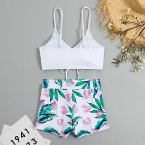2025 Summer High Waist Swimsuit Bikini Sets with Shorts Female Swimwear Beach Wear Two - piece Bathing Suit Sports Women Clothing - Flawda Baby Enterprises