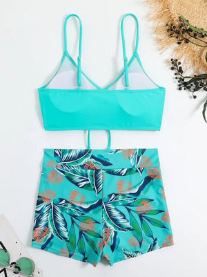 2025 Summer High Waist Swimsuit Bikini Sets with Shorts Female Swimwear Beach Wear Two - piece Bathing Suit Sports Women Clothing - Flawda Baby Enterprises