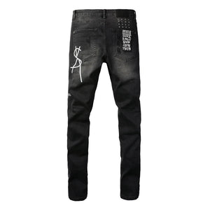 KSUBI Cross Jeans High Street Red Cross Embroidery Logo Low Rise Jeans Men's Women's Streetwear Metal Button Slim Stretch Jeans