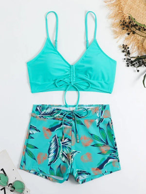 2025 Summer High Waist Swimsuit Bikini Sets with Shorts Female Swimwear Beach Wear Two-piece Bathing Suit Sports Women Clothing