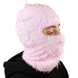 New Fuzzy Balaclava Hat Full Face Cover Ski Mask Knitted Beanies Distressed Winter Windproof Warm Bicycle Neck Camouflage Cap
