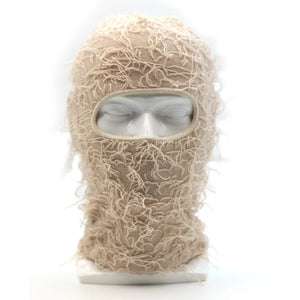 New Fuzzy Balaclava Hat Full Face Cover Ski Mask Knitted Beanies Distressed Winter Windproof Warm Bicycle Neck Camouflage Cap