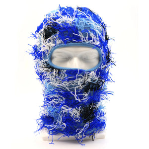 New Fuzzy Balaclava Hat Full Face Cover Ski Mask Knitted Beanies Distressed Winter Windproof Warm Bicycle Neck Camouflage Cap
