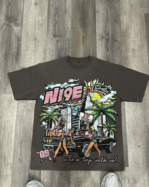 American Miami style graphic t shirts harajuku y2k top oversized t shirt couples pro choice gothic streetwear retro men clothing