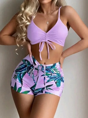 2025 Summer High Waist Swimsuit Bikini Sets with Shorts Female Swimwear Beach Wear Two-piece Bathing Suit Sports Women Clothing
