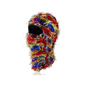 New Fuzzy Balaclava Hat Full Face Cover Ski Mask Knitted Beanies Distressed Winter Windproof Warm Bicycle Neck Camouflage Cap