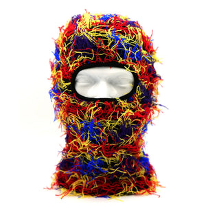 New Fuzzy Balaclava Hat Full Face Cover Ski Mask Knitted Beanies Distressed Winter Windproof Warm Bicycle Neck Camouflage Cap