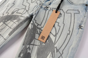 KSUBI Cross Jeans High Street Red Cross Embroidery Logo Low Rise Jeans Men's Women's Streetwear Metal Button Slim Stretch Jeans