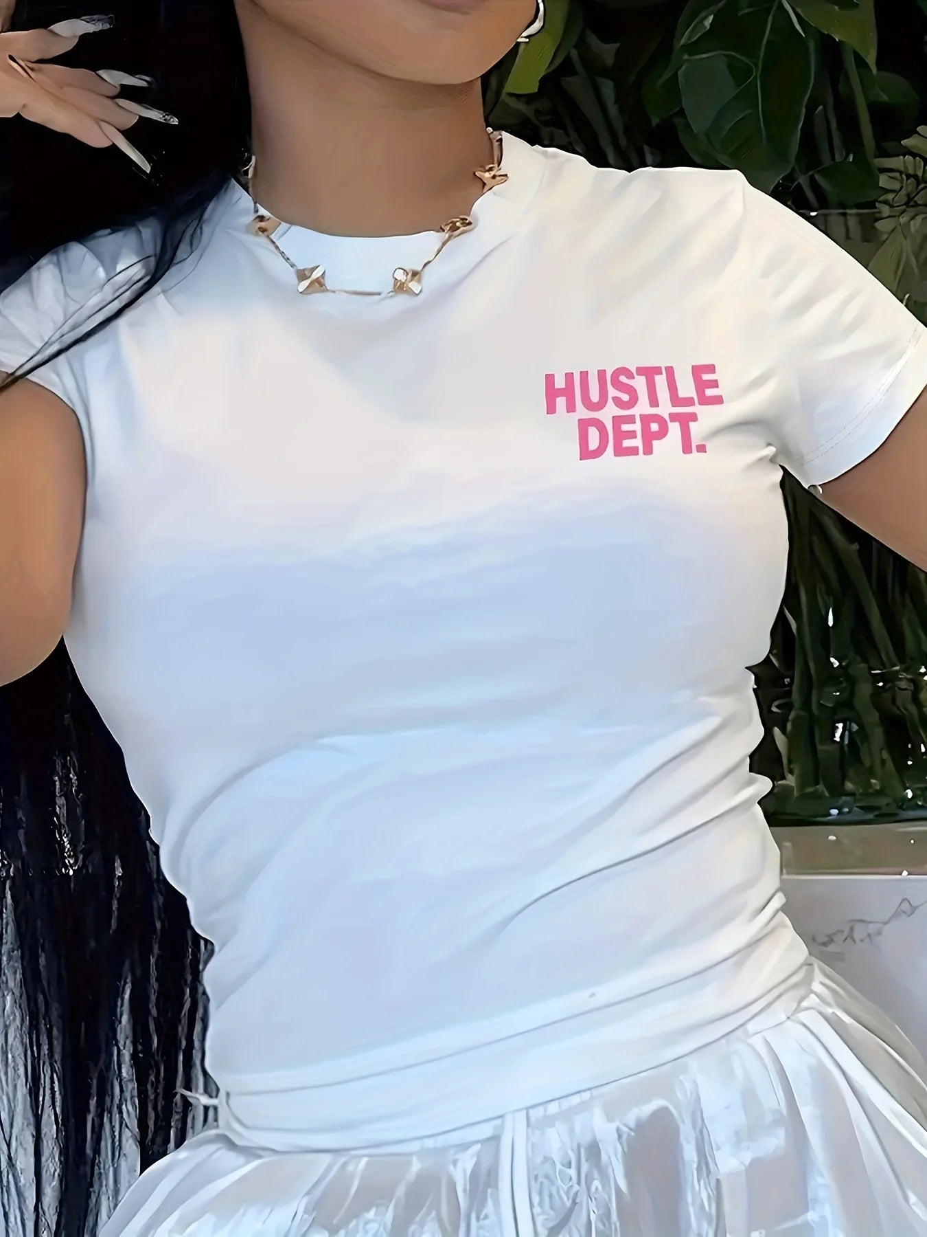 Hustle Dupt Letter Print Women Simple T-shirt Casual Crew Neck Short Sleeve Summer T-shirt Women Clothing
