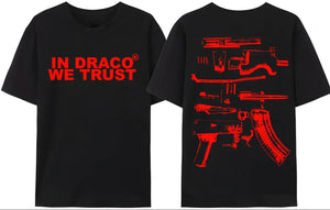 LE Gun Tshirt Mens Y2K In Draco We Trust Letter Print Summer T-shirt High Quality Harajuku Couple Streetwear Tees