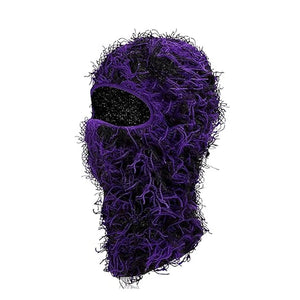 New Fuzzy Balaclava Hat Full Face Cover Ski Mask Knitted Beanies Distressed Winter Windproof Warm Bicycle Neck Camouflage Cap