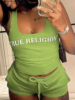 Crop Tops Summer Ribbed 2 Piece Pant Set Outfits Women Y2K Streetwear Sexy Club Graphic Crop Shirts Two Piece Set Shorts Pant