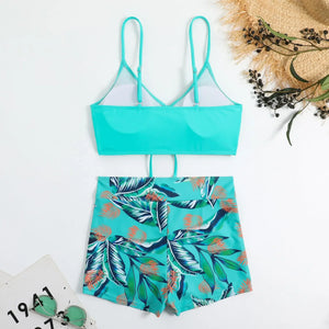 2025 Summer High Waist Swimsuit Bikini Sets with Shorts Female Swimwear Beach Wear Two-piece Bathing Suit Sports Women Clothing
