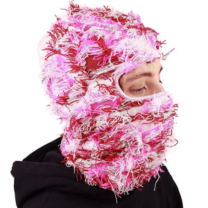 New Fuzzy Balaclava Hat Full Face Cover Ski Mask Knitted Beanies Distressed Winter Windproof Warm Bicycle Neck Camouflage Cap