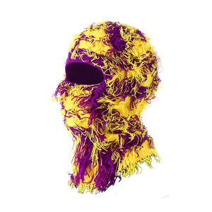 New Fuzzy Balaclava Hat Full Face Cover Ski Mask Knitted Beanies Distressed Winter Windproof Warm Bicycle Neck Camouflage Cap