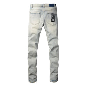KSUBI Cross Jeans High Street Red Cross Embroidery Logo Low Rise Jeans Men's Women's Streetwear Metal Button Slim Stretch Jeans
