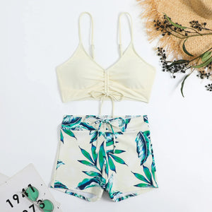 2025 Summer High Waist Swimsuit Bikini Sets with Shorts Female Swimwear Beach Wear Two-piece Bathing Suit Sports Women Clothing