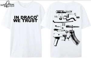 LE Gun Tshirt Mens Y2K In Draco We Trust Letter Print Summer T-shirt High Quality Harajuku Couple Streetwear Tees