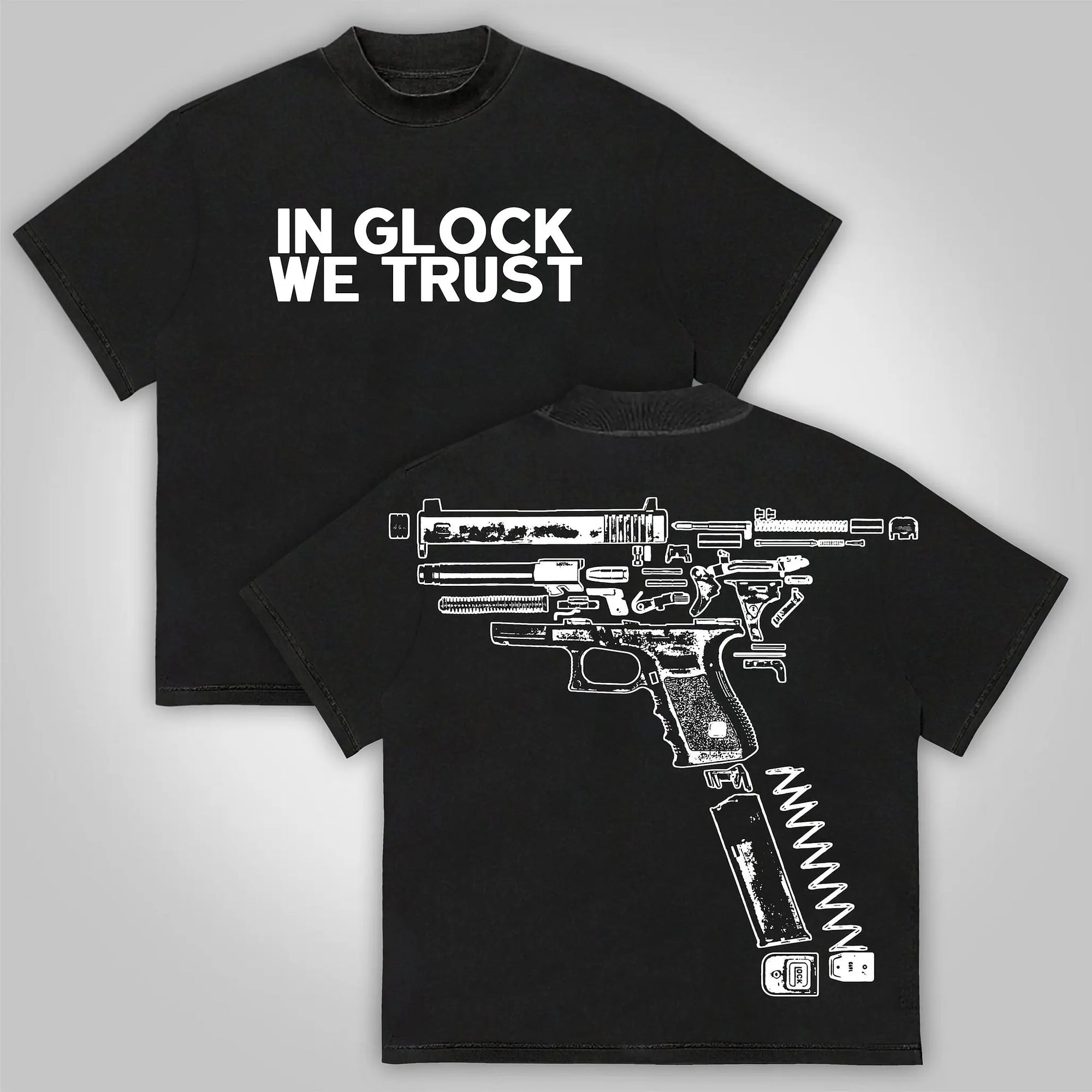 Vintage In Glock We Trust Graphic 100% Cotton T-Shirt Men Y2K Summer Short Sleeve Harajuku Oversize Tshirt Streetwear Women Tops