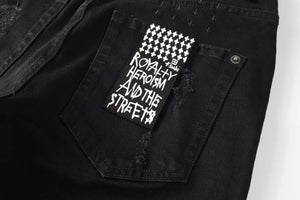 KSUBI Cross Jeans High Street Red Cross Embroidery Logo Low Rise Jeans Men's Women's Streetwear Metal Button Slim Stretch Jeans