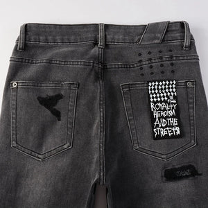 KSUBI Cross Jeans High Street Red Cross Embroidery Logo Low Rise Jeans Men's Women's Streetwear Metal Button Slim Stretch Jeans