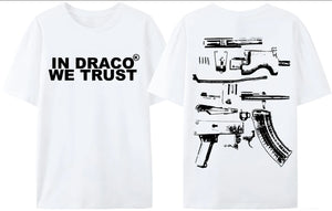 LE Gun Tshirt Mens Y2K In Draco We Trust Letter Print Summer T-shirt High Quality Harajuku Couple Streetwear Tees