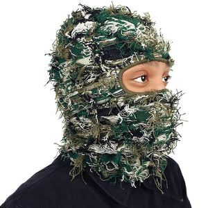 New Fuzzy Balaclava Hat Full Face Cover Ski Mask Knitted Beanies Distressed Winter Windproof Warm Bicycle Neck Camouflage Cap