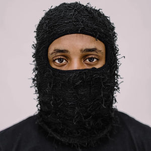 New Fuzzy Balaclava Hat Full Face Cover Ski Mask Knitted Beanies Distressed Winter Windproof Warm Bicycle Neck Camouflage Cap