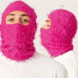 New Fuzzy Balaclava Hat Full Face Cover Ski Mask Knitted Beanies Distressed Winter Windproof Warm Bicycle Neck Camouflage Cap