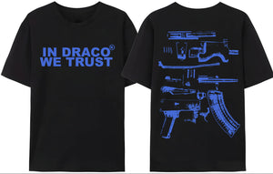 LE Gun Tshirt Mens Y2K In Draco We Trust Letter Print Summer T-shirt High Quality Harajuku Couple Streetwear Tees