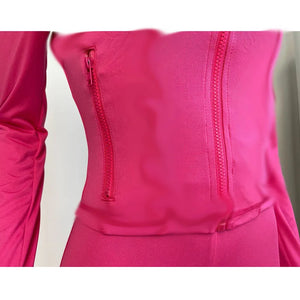 Autumn Winter Sports Outfits for Women 2 Piece Set Casual Zip Patchwork Jacket Top Top + Bodycon Pants Suits