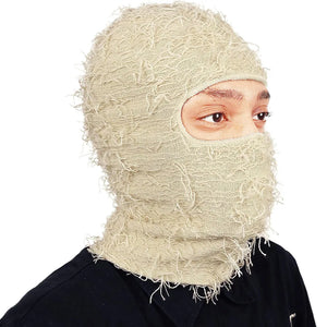 New Fuzzy Balaclava Hat Full Face Cover Ski Mask Knitted Beanies Distressed Winter Windproof Warm Bicycle Neck Camouflage Cap