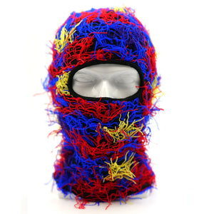 New Fuzzy Balaclava Hat Full Face Cover Ski Mask Knitted Beanies Distressed Winter Windproof Warm Bicycle Neck Camouflage Cap