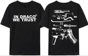 LE Gun Tshirt Mens Y2K In Draco We Trust Letter Print Summer T-shirt High Quality Harajuku Couple Streetwear Tees