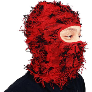 New Fuzzy Balaclava Hat Full Face Cover Ski Mask Knitted Beanies Distressed Winter Windproof Warm Bicycle Neck Camouflage Cap