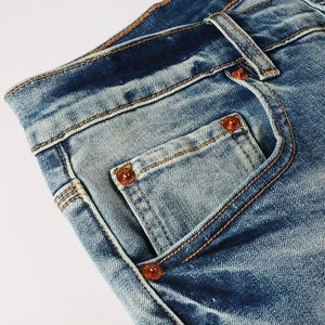 MEN's Purple Slim Fit Stretch Ripped Denim Trousers Jeans for American Trendsetters