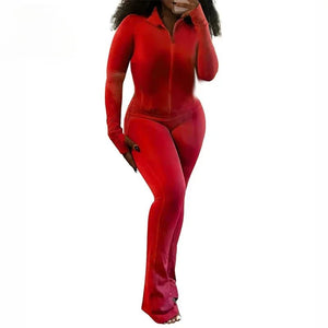 Autumn Winter Sports Outfits for Women 2 Piece Set Casual Zip Patchwork Jacket Top Top + Bodycon Pants Suits - Flawda Baby Enterprises