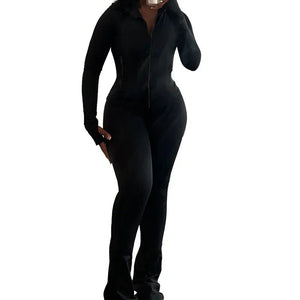 Autumn Winter Sports Outfits for Women 2 Piece Set Casual Zip Patchwork Jacket Top Top + Bodycon Pants Suits - Flawda Baby Enterprises