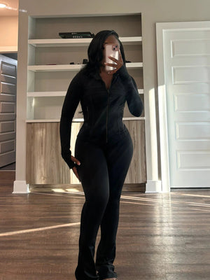 Autumn Winter Sports Outfits for Women 2 Piece Set Casual Zip Patchwork Jacket Top Top + Bodycon Pants Suits - Flawda Baby Enterprises