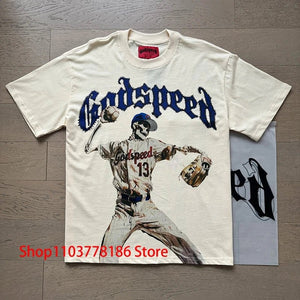Godspeed Short Sleeve T-shirt Personality Trend Hip - hop Multi - style Fashion Print Top Tee American Streetwear Men's Clothing - Flawda Baby Enterprises