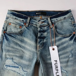 MEN's Purple Slim Fit Stretch Ripped Denim Trousers Jeans for American Trendsetters - Flawda Baby Enterprises