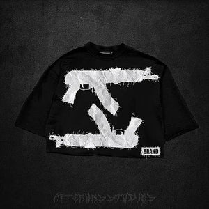 Retro double gun graphic t shirts gothic streetwear y2k top oversized short harajuku 2000s korean goth t shirt men clothing - Flawda Baby Enterprises