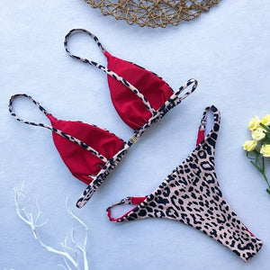 Sexy Leopard Bikini Suit Women Strap Push Up Swimsuit Three Points Bikini Low Waist Swimwear Women Summer Backless Beachwear - Flawda Baby Enterprises