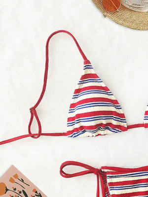 Women's Sexy Push - Up Two - Piece Swimsuit 2025 Bathing Suit Micro Beachwear Stripe Bikini Set Swimwear Trendy Mciro - Flawda Baby Enterprises